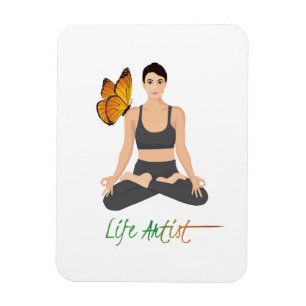 Yoga Life Artist Slogan Lotus Butterfly Niedlich Magnet