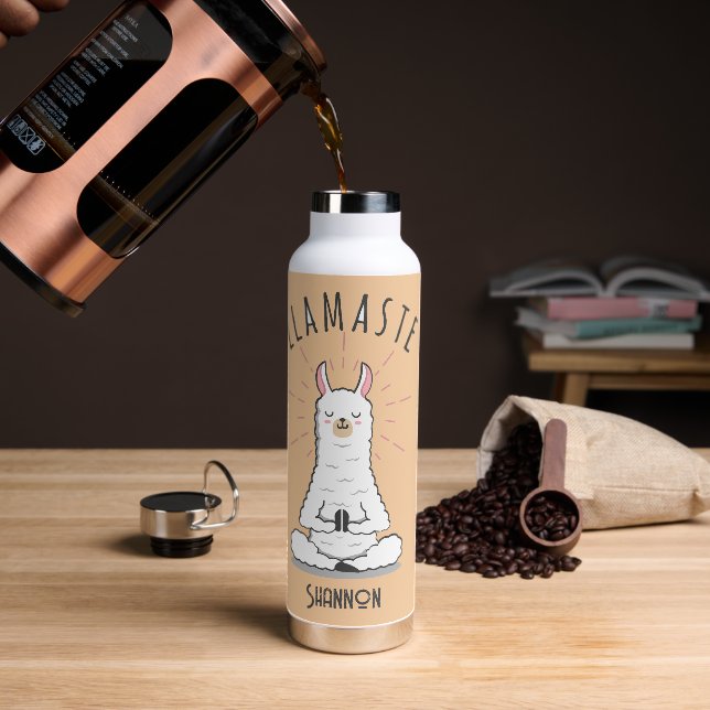 Yoga Llama - Llamaste Pub Monogramm Name Trinkflasche (Kaffee)