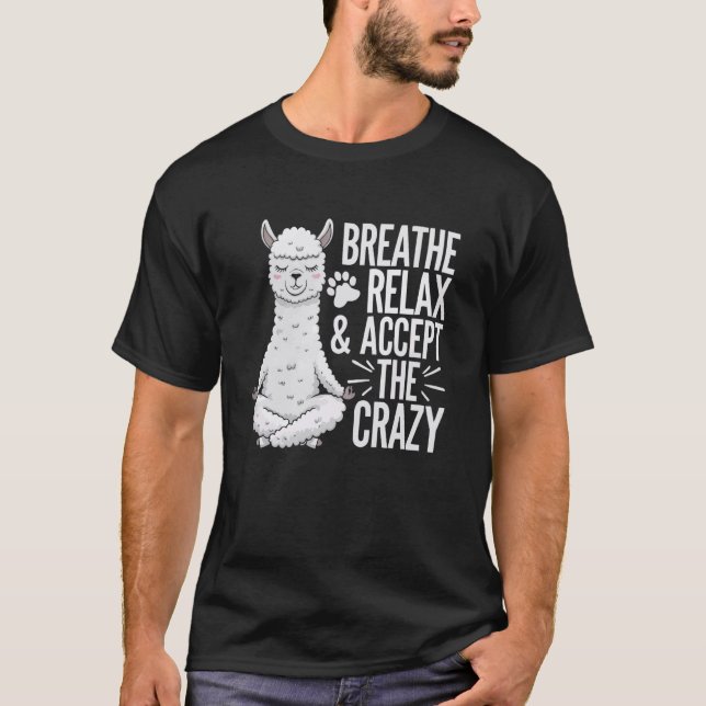 Yoga Llama Namaste Meditation Zen Animal Yoga Inst T-Shirt (Vorderseite)