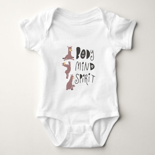 Yoga Llamas Baby Strampler (Vorderseite)