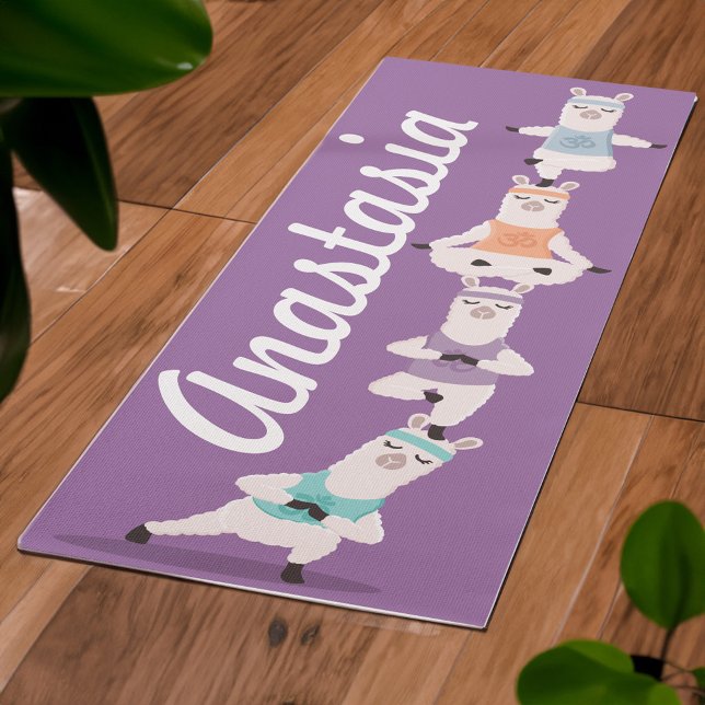 Yoga Llamas Meditation Spaß und Niedlicher Individ Yogamatte (Yoga Llamas Meditating Fun & Cute Custom Name Yoga Mat)