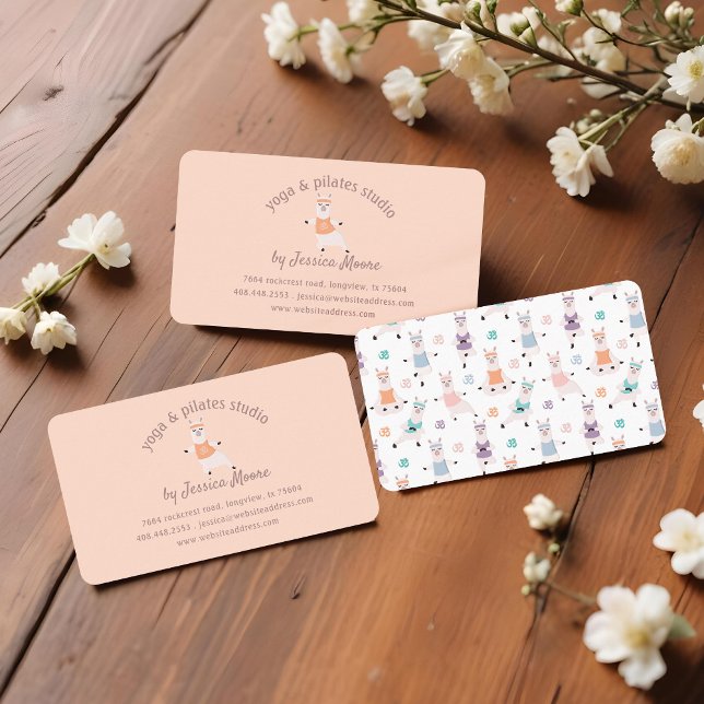 Yoga Llamas & Pilates Fitness Studio Company Logo Visitenkarte (Yoga Llamas & Pilates Fitness Studio Company Logo Business Card)