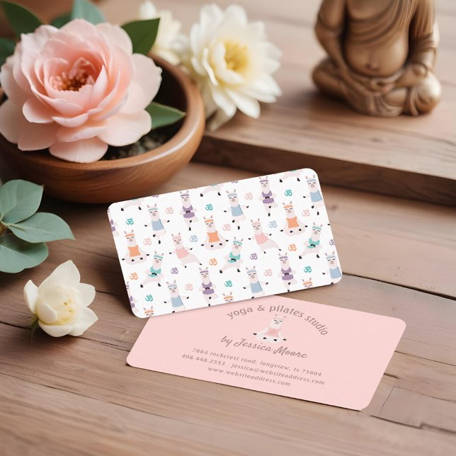 Yoga Llamas & Pilates Fitness Studio Company Logo Visitenkarte (Yoga Llamas & Pilates Fitness Studio Company Logo Business Card)