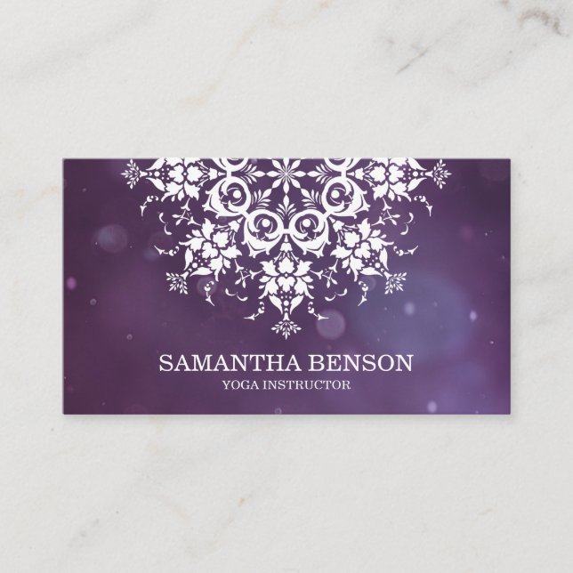 Yoga-Logo für elegante Schwarz-Weiß-Blume Visitenkarte (Vorderseite)