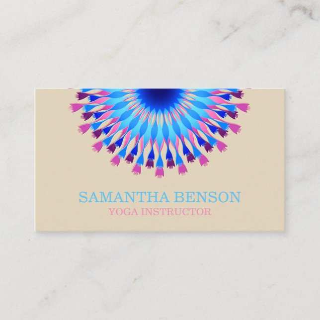 Yoga-Logo für elegante Schwarz-Weiß-Blume Visitenkarte (Vorderseite)