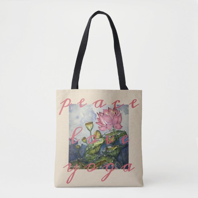 Yoga-Lotosblumenwatercolor-Kunst-Taschen-Tasche (Vorderseite)
