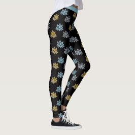 Yoga Lotus Blume Blue Gray Leggings