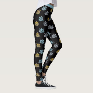 Yoga Lotus Blume Blue Gray Leggings