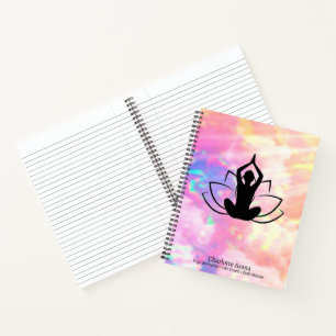 Yoga Lotus Instructor Reiki Coach Pink Wasserfarbe Notizbuch