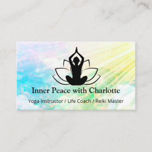 Yoga Lotus Instructor Reiki Life Coach Wasserfarbe Visitenkarte