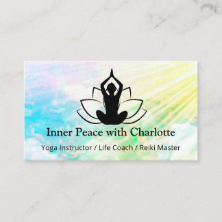 Yoga Lotus Instructor Reiki Life Coach Wasserfarbe Visitenkarte