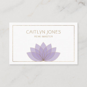 Yoga-Lotus-Logo für lila Lotus und Gold Reiki Visitenkarte