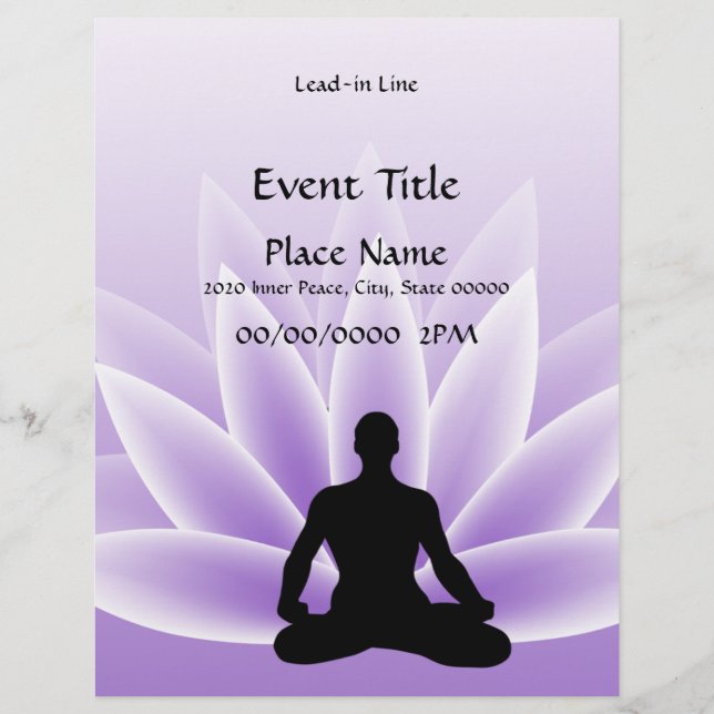 Yoga Lotus Man Violet 8.5 x 11 Event-Flyer Flyer (Vorne)