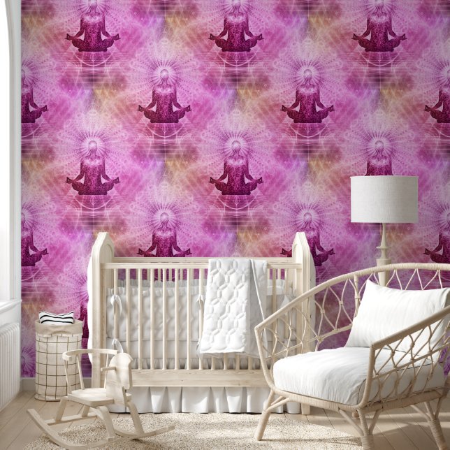 Yoga Lotus Meditation - Nahtloses Muster 1 Tapete (Kinder)