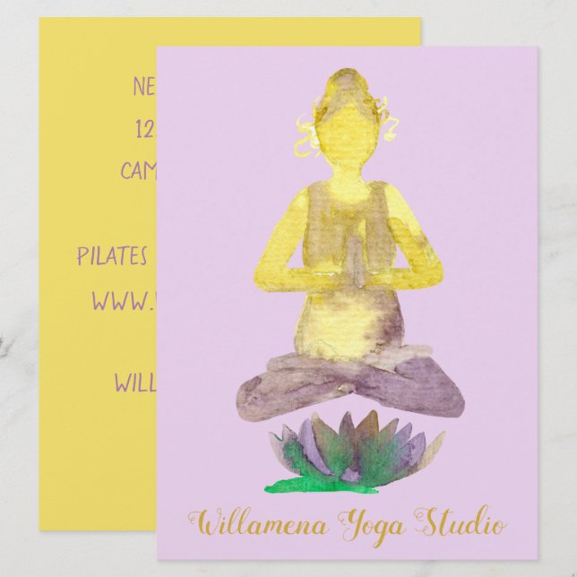 Yoga Lotus Pose Business Einladung (Vorne/Hinten)