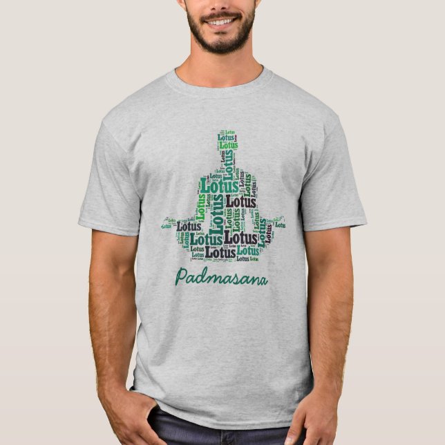 Yoga Lotus-Pose in blauen und Aquamarinen Tönen T-Shirt (Vorderseite)