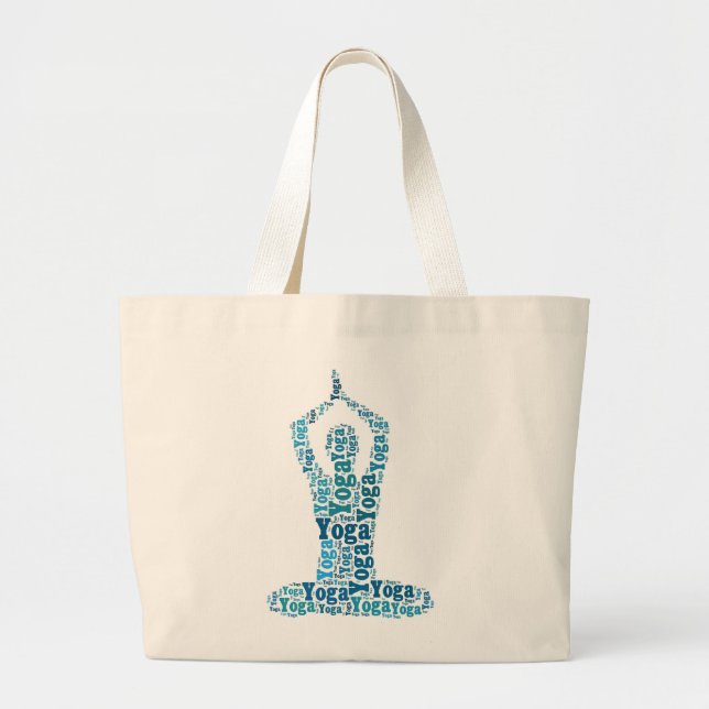 Yoga Lotus Pose Word Cloud Zen Jumbo Stoffbeutel (Vorne)