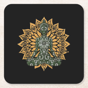 Yoga Lotus Pose Zen Graphic Rechteckiger Pappuntersetzer