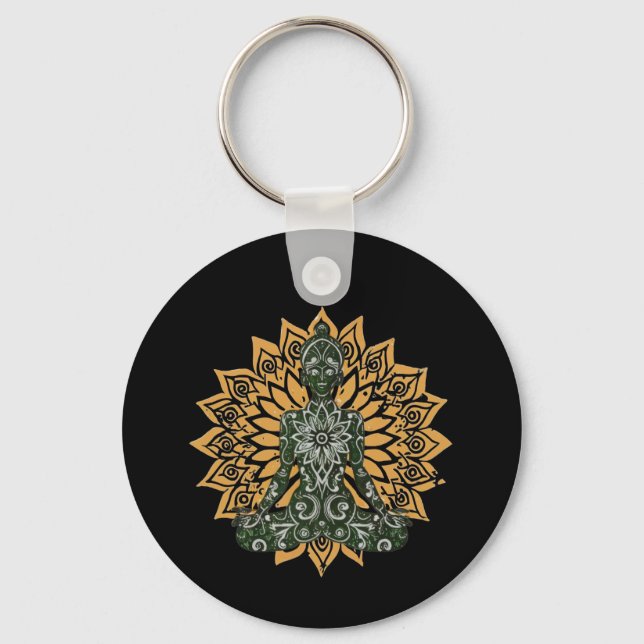 Yoga Lotus Pose Zen Graphic Schlüsselanhänger (Vorderseite)