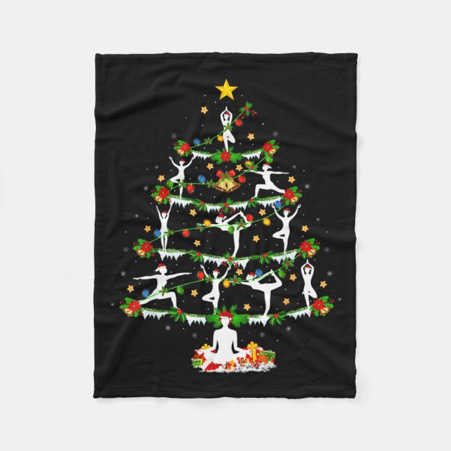 Yoga Lover Xmas Lighting Yoga Christmas Tree  Fleecedecke (Vorderseite)