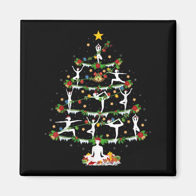 Yoga Lover Xmas Lighting Yoga Christmas Tree  Magnet (Vorne)