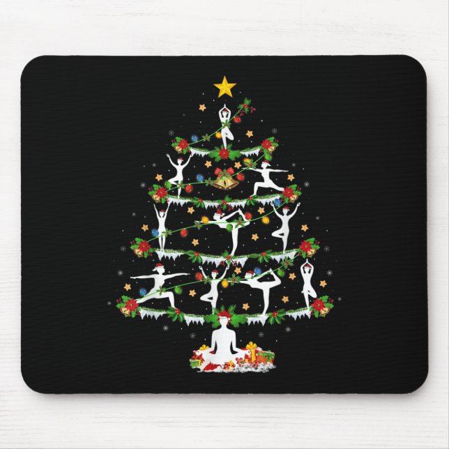 Yoga Lover Xmas Lighting Yoga Christmas Tree  Mousepad (Vorne)