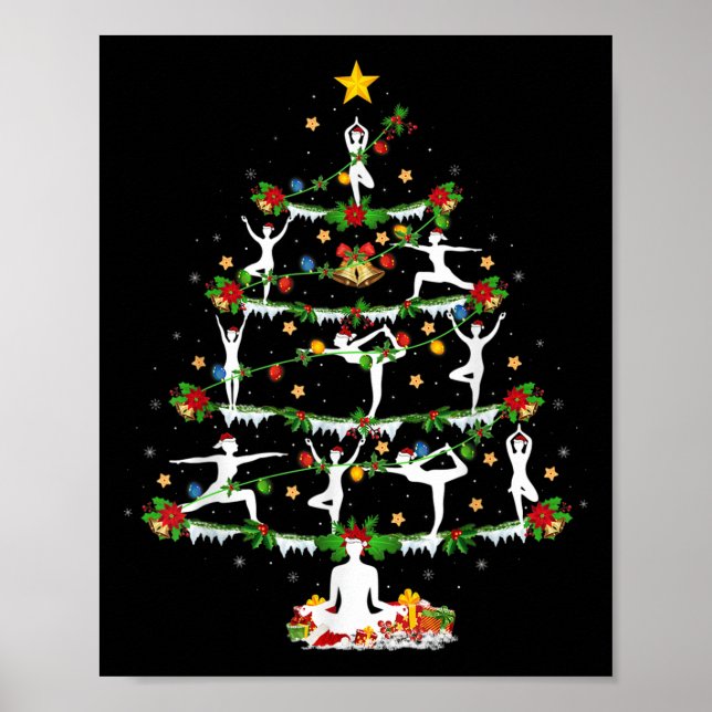 Yoga Lover Xmas Lighting Yoga Christmas Tree  Poster (Vorne)