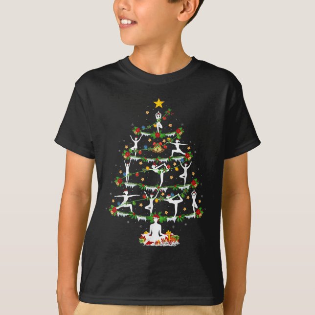 Yoga Lover Xmas Lighting Yoga Christmas Tree  T-Shirt (Vorderseite)