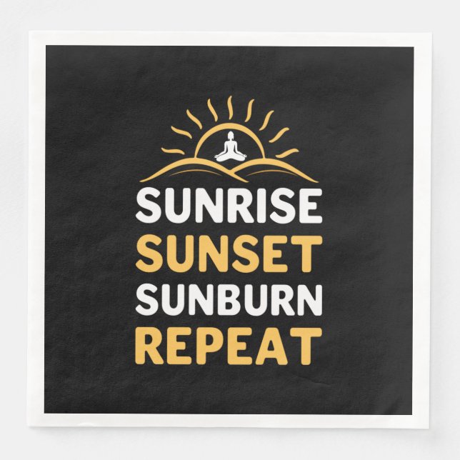 Yoga Lover | Yoga Sunrise Sunset Sunburn Repeat Serviette (Vorderseite)