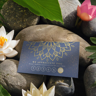 Yoga Loyalität 6 Punch Mandala Blue und Gold Glitz Treuekarte