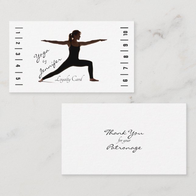 Yoga Loyality Punch Card Silhouette Visitenkarte (Vorne/Hinten)
