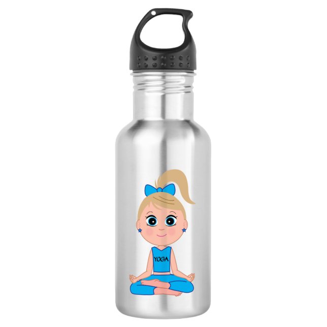 Yoga-Mädchen im Blau Trinkflasche (Vorderseite)