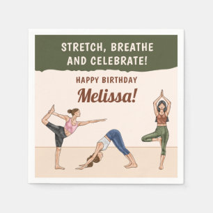 Yoga-Mädchen in Yoga-Posen Boho-Yoga-Geburtstagsfe Serviette