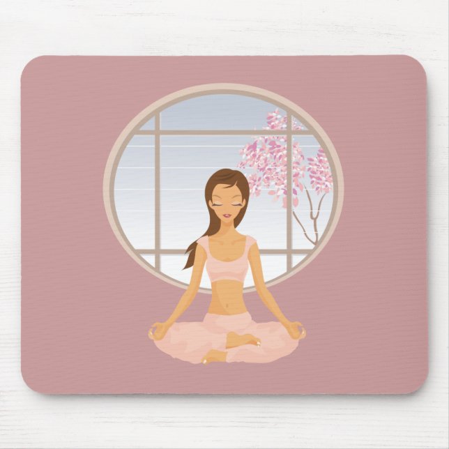Yoga-Mädchen Mousepad (Vorne)