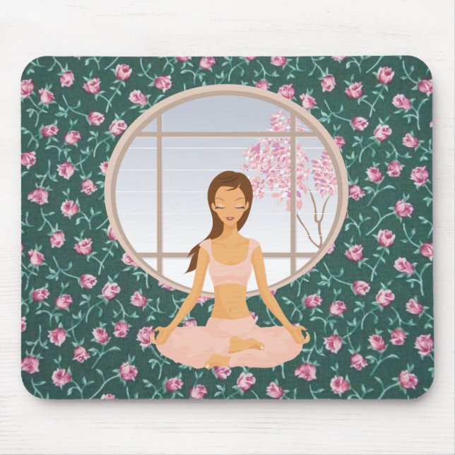 Yoga-Mädchen Mousepad (Vorne)