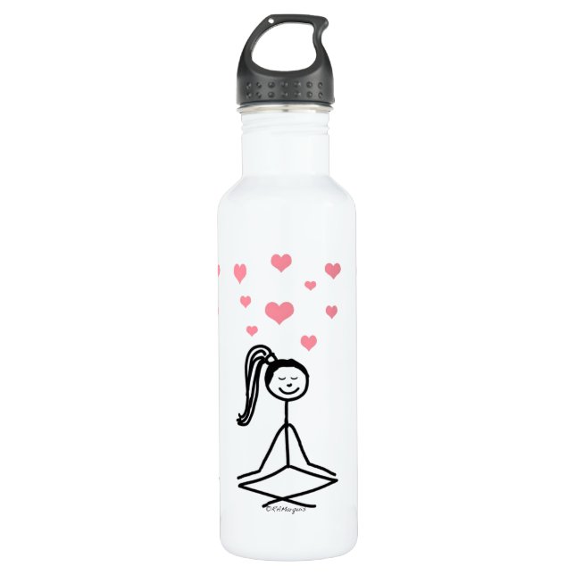 Yoga-Mädchen-Wasser-Flasche, 24oz Edelstahlflasche (Vorderseite)