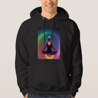 Yoga-Mädchen weibliche Sonnengruß-Meditation Chakr Hoodie