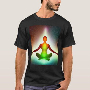 Yoga-Mädchen weibliche Sonnengruß-Meditation Chakr T-Shirt
