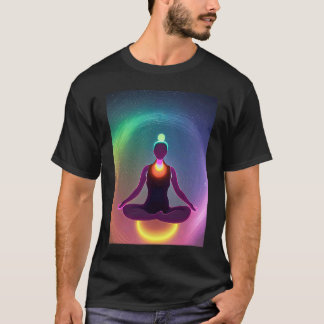 Yoga-Mädchen weibliche Sonnengruß-Meditation Chakr T-Shirt