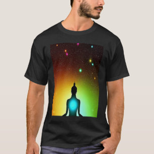 Yoga-Mädchen weibliche Sonnengruß-Meditation Chakr T-Shirt