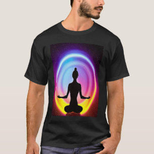Yoga-Mädchen weibliche Sonnengruß-Meditation Chakr T-Shirt