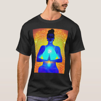 Yoga-Mädchen Weibliche Sonnengruß-Meditation Chakr T-Shirt