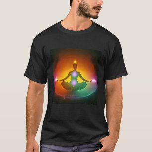 Yoga-Mädchen weibliche Sonnengruß-Meditation Chakr T-Shirt