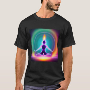 Yoga-Mädchen weibliche Sonnengruß-Meditation Chakr T-Shirt