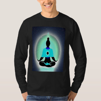 Yoga-Mädchen weibliche Sonnengruß-Meditation Chakr T-Shirt