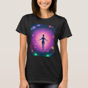 Yoga-Mädchen weibliche Sonnengruß-Meditation Chakr T-Shirt