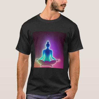 Yoga-Mädchen weibliche Sonnengruß-Meditation Chakr T-Shirt