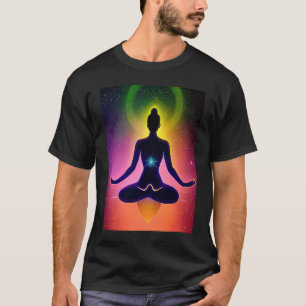 Yoga-Mädchen weibliche Sonnengruß-Meditation Chakr T-Shirt