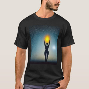 Yoga-Mädchen weibliche Sonnengruß-Meditation Chakr T-Shirt