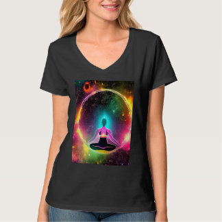 Yoga-Mädchen weibliche Sonnengruß-Meditation Chakr T-Shirt